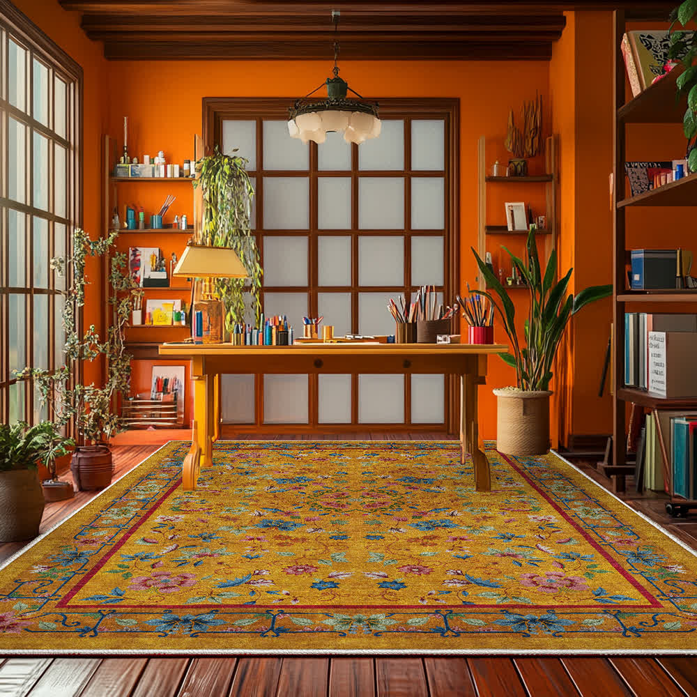 Anti-slip Washable Soft Vintage Floral Area Rug - image 2