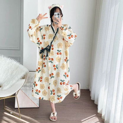 Plus Size Bear Chrry Jacquard Nightdress