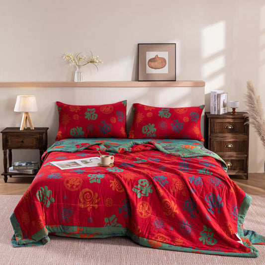 Retro Print Double-layer Cotton Summer Quilt