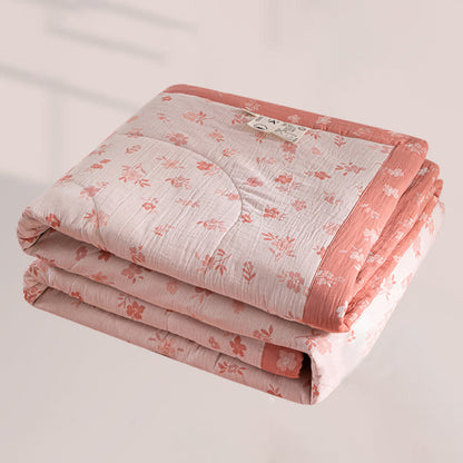 Pink Floral Double-layer Cotton Summer Quilt