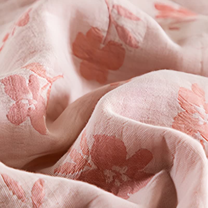 Pink Floral Double-layer Cotton Summer Quilt