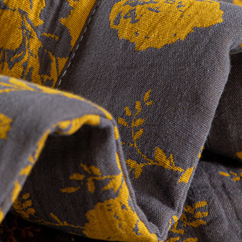 Yellow Floral Double-layer Cotton Summer Quilt