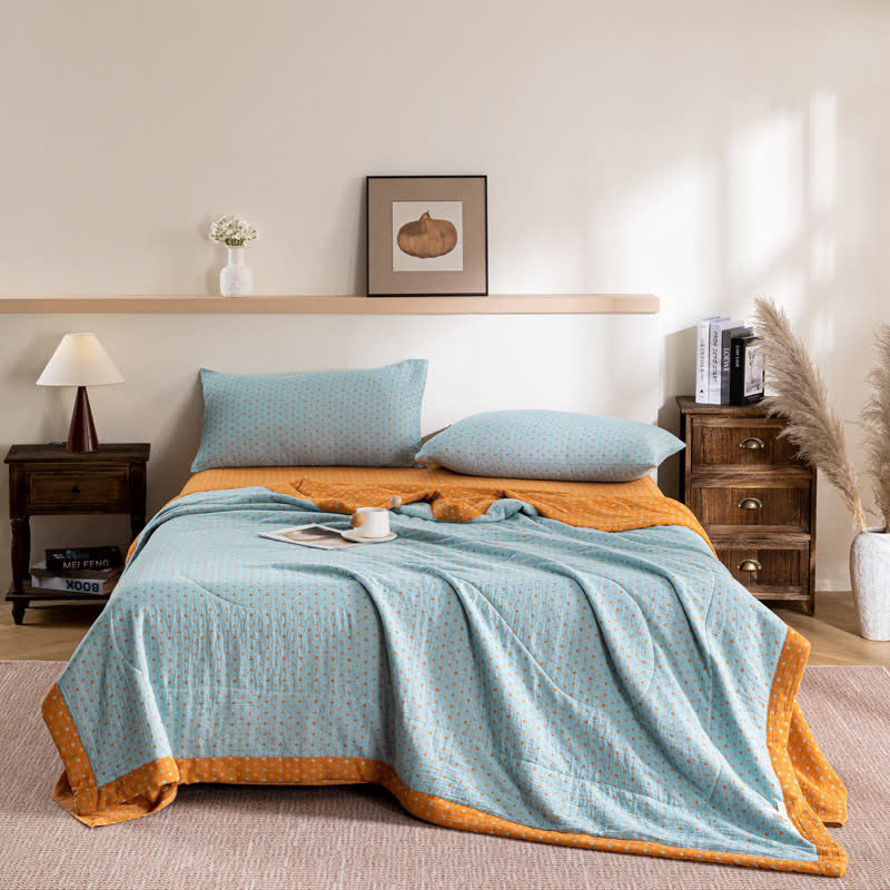 Polka Dot Print Double-layer Cotton Summer Quilt