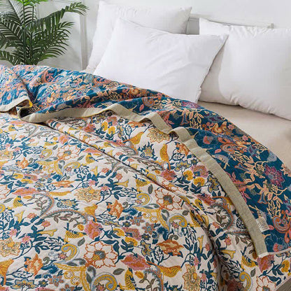 Bohemian Style Cotton Gauze Reversible Quilt