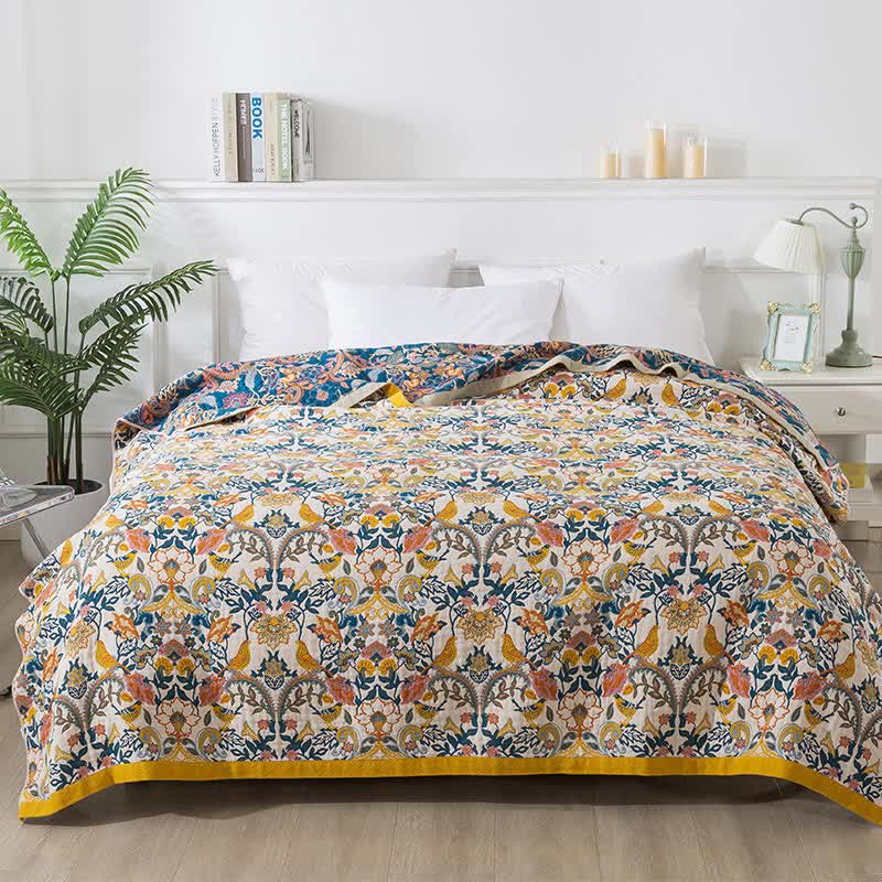 Bohemian Style Cotton Gauze Reversible Quilt