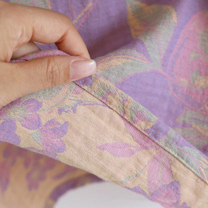 Cotton Yarn-dyed Retro Short-sleeve Loungewear Set