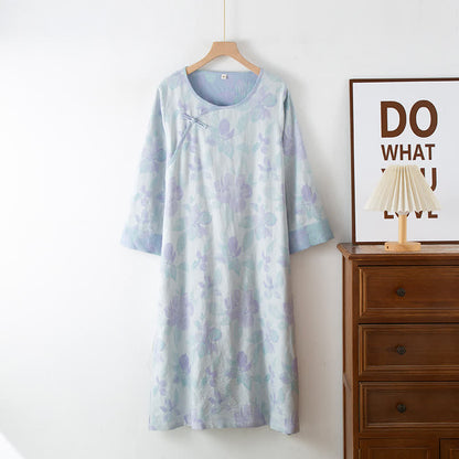 Vintage Yarn-dyed Cotton Round Neck Nightdress