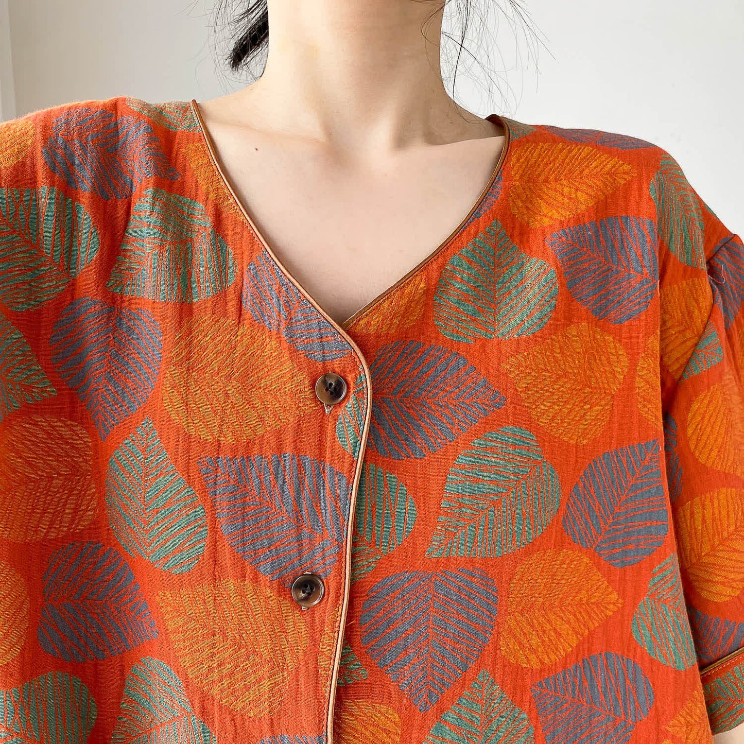 Plus Size Vintage Jacquard Short Sleeve Loungewear Set