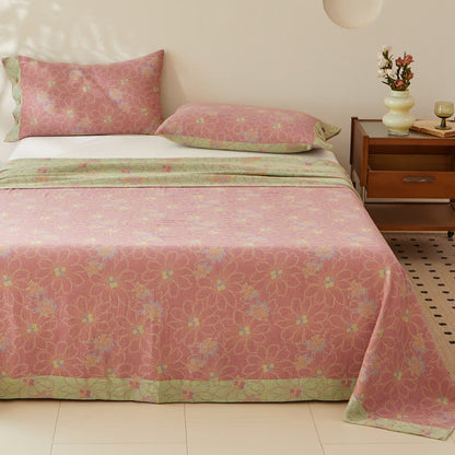 Fresh Floral Cotton Gauze Yarn-dyed Reversible Coverlet - image 3