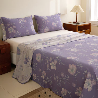 Floral Cotton Gauze Jacquard Reversible Coverlet
