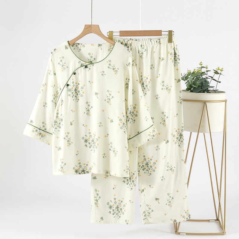 Soft Bamboo Fiber Pastoral Pajama Set