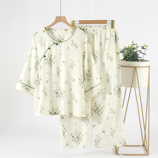 Soft Bamboo Fiber Pastoral Pajama Set