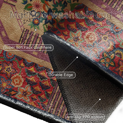 Anti-slip Foldable Vintage Floral Indoor Outdoor Rug