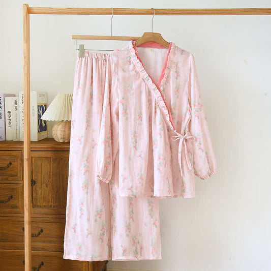 Bamboo Fiber Pink Floral Pajama Set