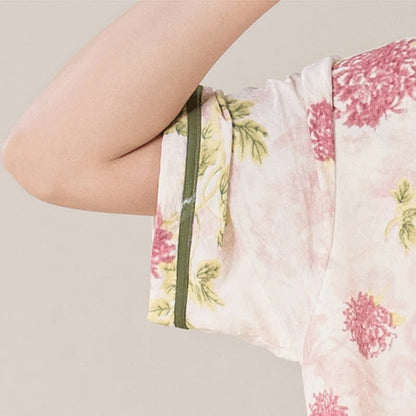 Country Style Floral Short Sleeve Padded Nightdress with Pocket - image 9