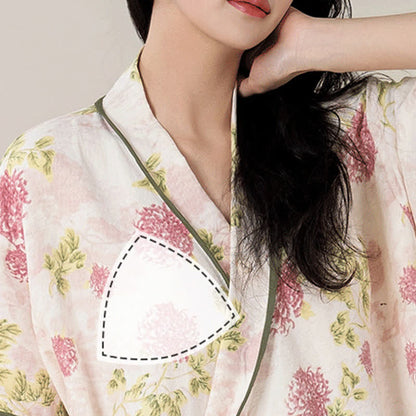 Country Style Floral Short Sleeve Padded Nightdress with Pocket - image 7
