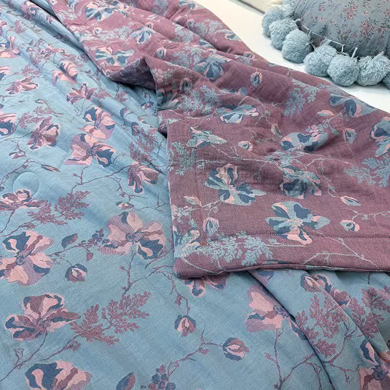 Elegant Floral Pure Cotton Double-layer Summer Quilt