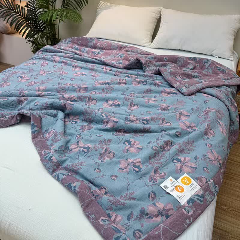 Elegant Floral Pure Cotton Double-layer Summer Quilt