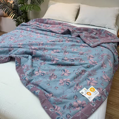 Elegant Floral Pure Cotton Double-layer Summer Quilt