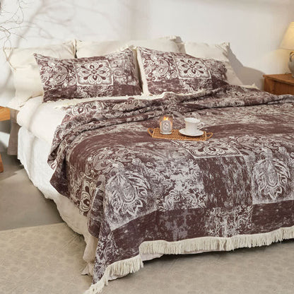 Ethnic Style Pure Cotton Gauze Soft Tassel Quilt