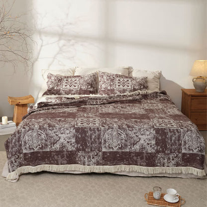 Ethnic Style Pure Cotton Gauze Soft Tassel Quilt