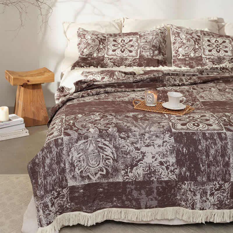 Ethnic Style Pure Cotton Gauze Soft Tassel Quilt