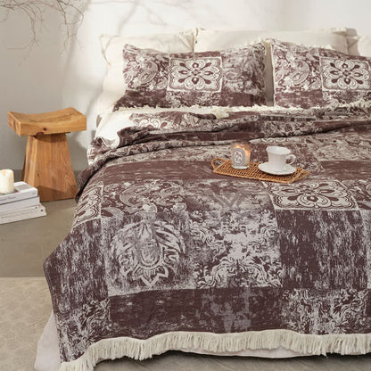 Ethnic Style Pure Cotton Gauze Soft Tassel Quilt
