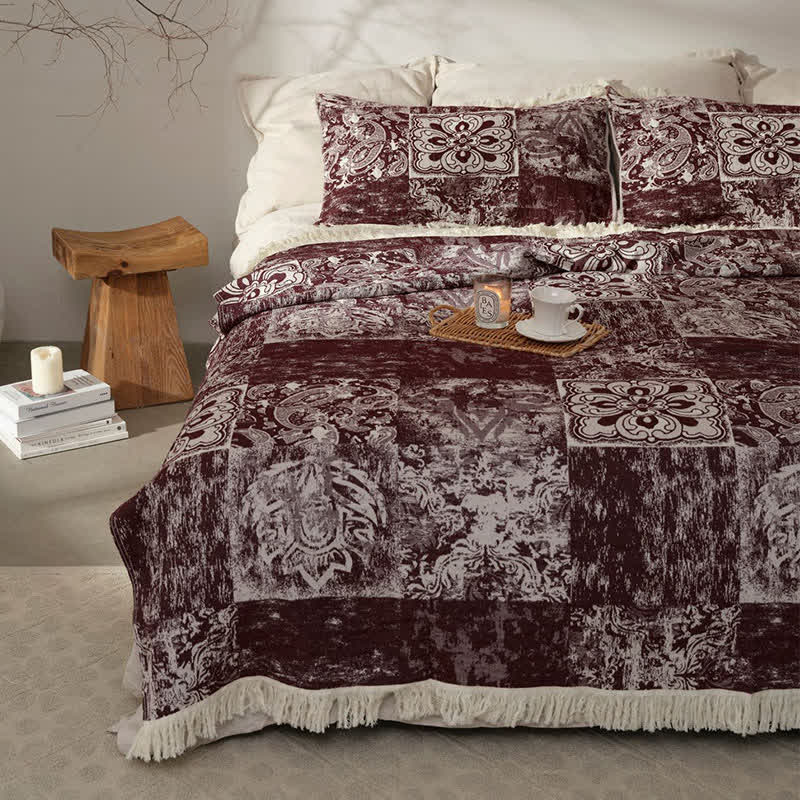 Ethnic Style Pure Cotton Gauze Soft Tassel Quilt