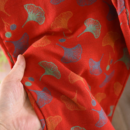 Ginkgo Leaf Cotton Jacquard Vintage Yarn-dyed Pajama Set