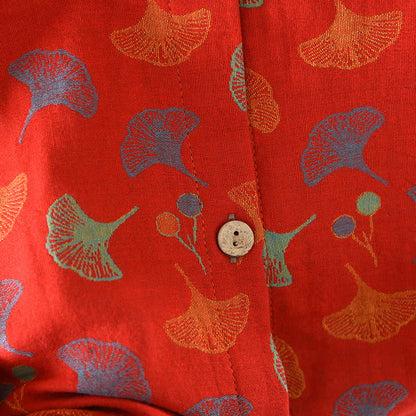 Ginkgo Leaf Cotton Jacquard Vintage Yarn-dyed Pajama Set