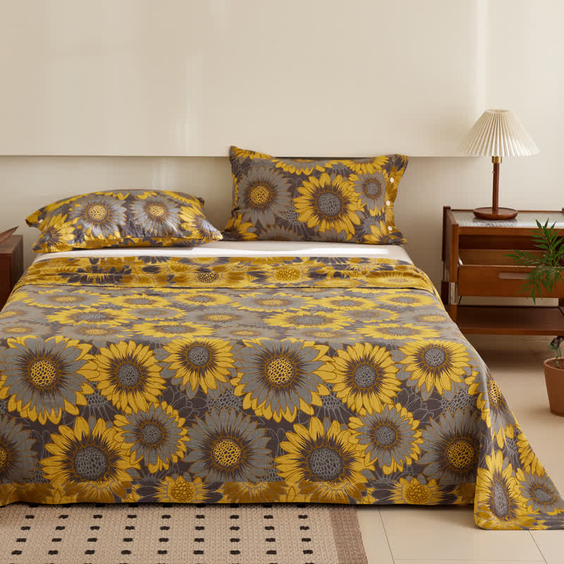 Sunflower Cotton Double-layer Yarn-dyed Jacquard Reversible Coverlet