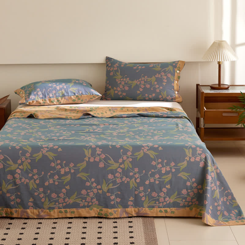 Campanula Cotton Double-layer Yarn-dyed Jacquard Reversible Coverlet