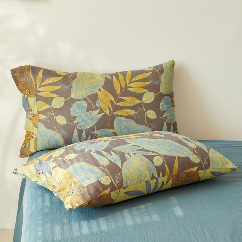 Leaf Cotton Double-layer Yarn-dyed Jacquard Reversible Coverlet
