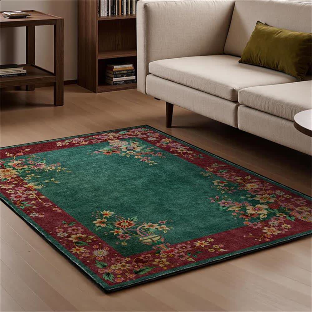 Anti-slip Elegant Floral Soft Washable Area Rug