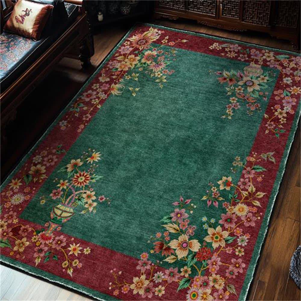 Anti-slip Elegant Floral Soft Washable Area Rug