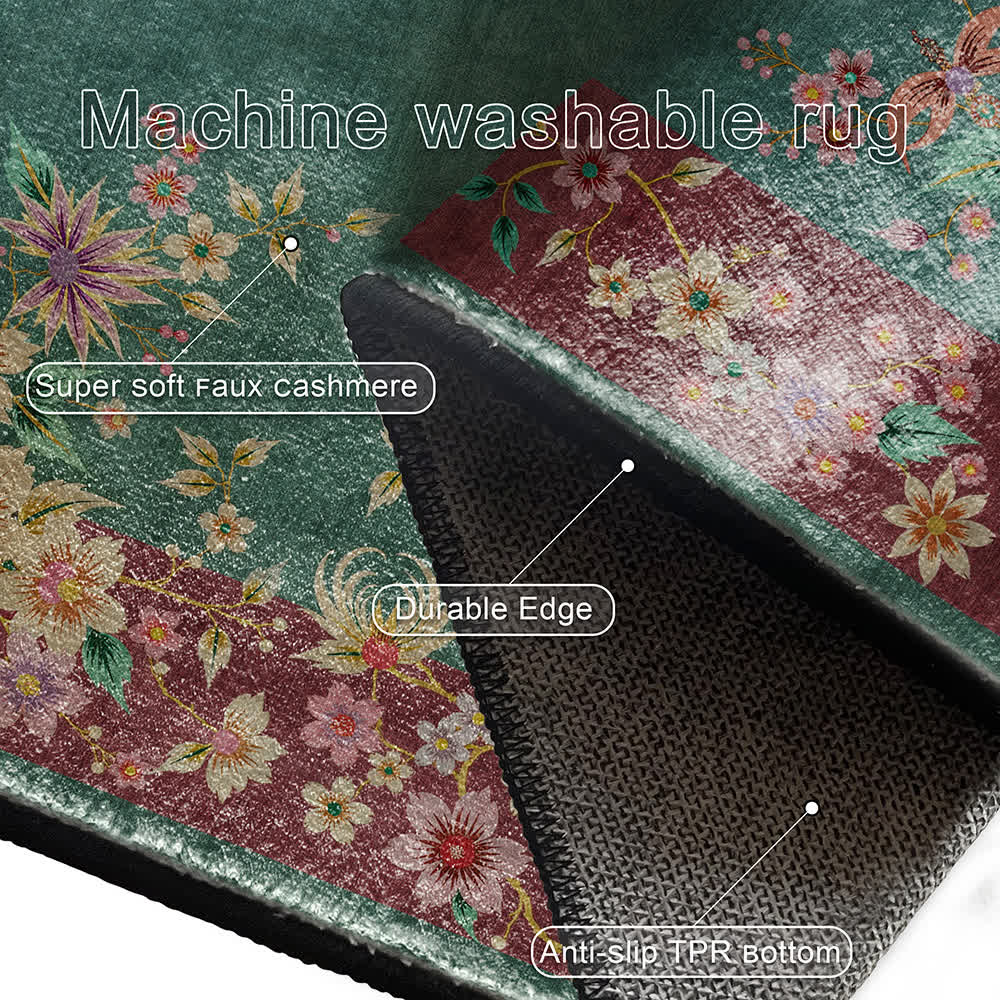 Anti-slip Elegant Floral Soft Washable Area Rug