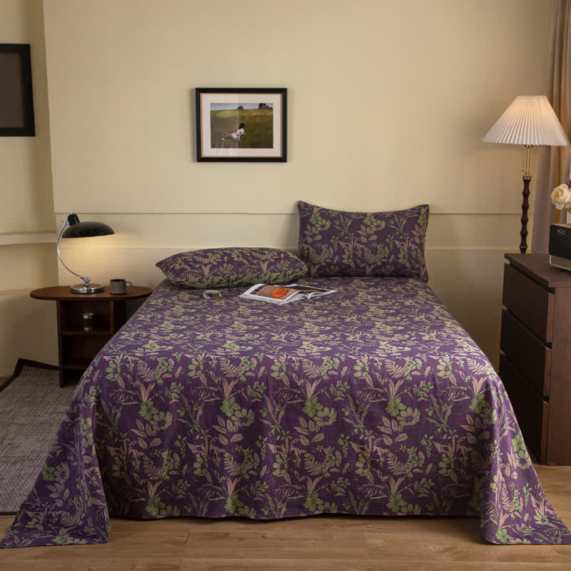 Cotton Double-yarn Vintage Jacquard Flower Leaf Coverlet