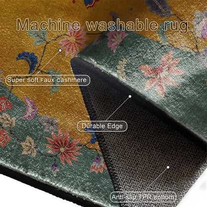 Anti-slip Floral Bird Foldable Area Rug