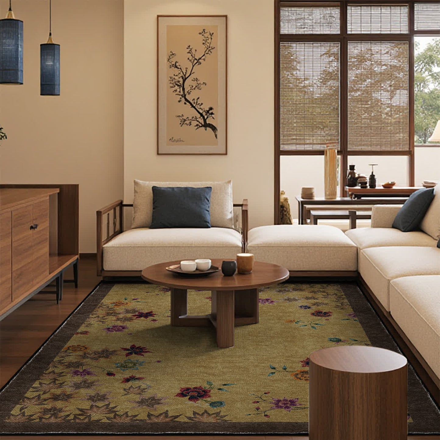 Floral Maple Leaf Anti-slip Indoor Outdoor Rug - image 1