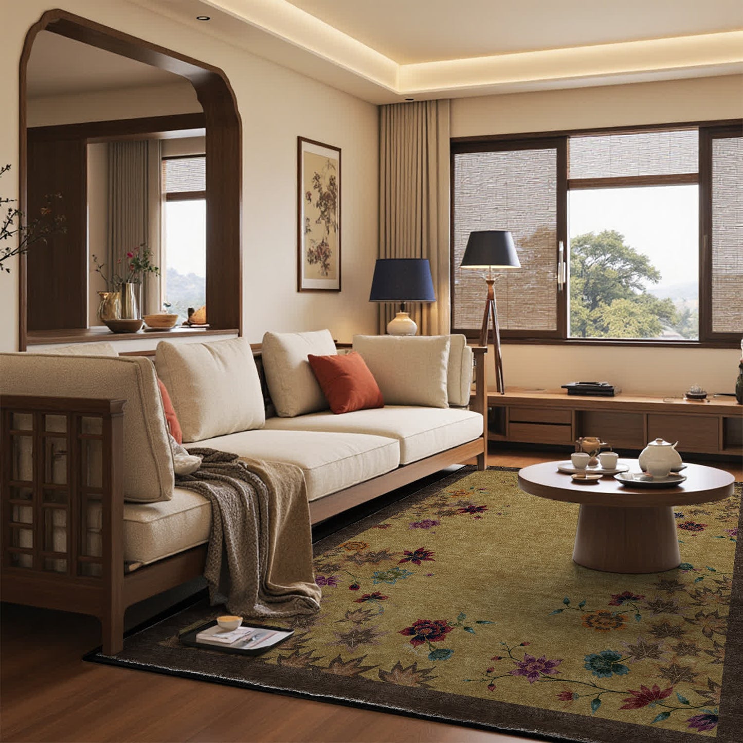 Floral Maple Leaf Anti-slip Indoor Outdoor Rug - image 3