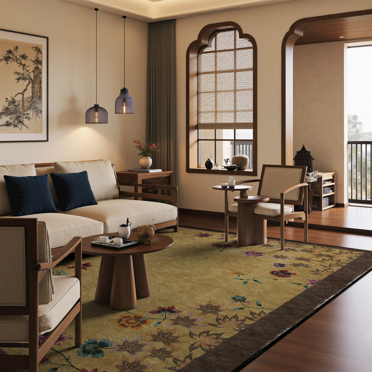 Floral Maple Leaf Anti-slip Indoor Outdoor Rug - image 4