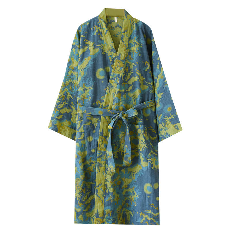 Pastoral Cotton Double-layer Gauze Yarn-dyed Jacquard Bathrobe