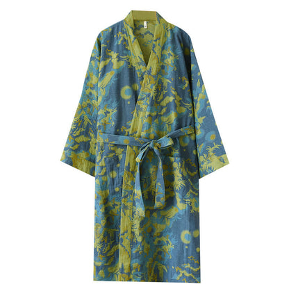 Pastoral Cotton Double-layer Gauze Yarn-dyed Jacquard Bathrobe