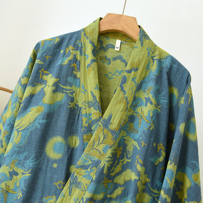 Pastoral Cotton Double-layer Gauze Yarn-dyed Jacquard Bathrobe