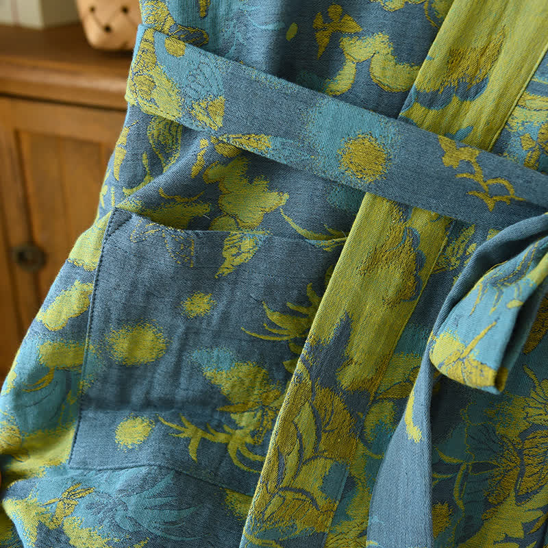 Pastoral Cotton Double-layer Gauze Yarn-dyed Jacquard Bathrobe