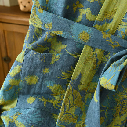Pastoral Cotton Double-layer Gauze Yarn-dyed Jacquard Bathrobe