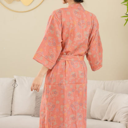 Floral Cotton Double-layer Gauze Yarn-dyed Jacquard Bathrobe