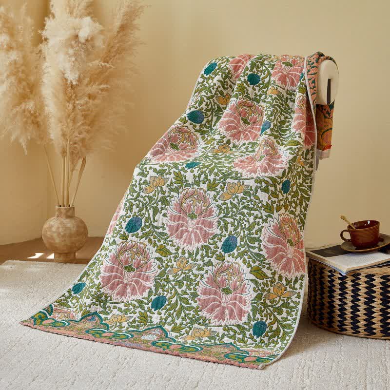 Pastoral Floral Pure Cotton Gauze Absorbent Bath Towel