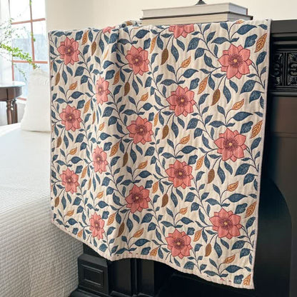 Floral Leaf Pure Cotton Gauze Absorbent Bath Towel
