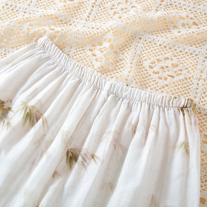 Vintage Bamboo Print Cotton Gauze Beaded Button Loungewear Set - image 10